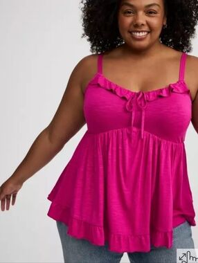 Super Soft Slub Ruffle Babydoll Top